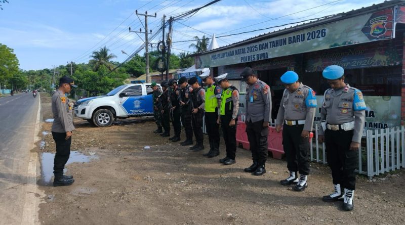 Jelang Perayaan Nataru 2025-2026, Polres Bima Apel Kesiapan di Pos Pelayanan, Gencar Patroli dan Tertibka Lalu Lintas